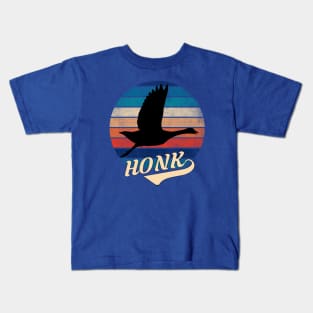 Goose Honk Retro Sunset Kids T-Shirt